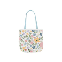 Load image into Gallery viewer, Floral Canvas Tote Bag — Pastel Wildflower Market Bag with Color Strap Options