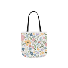 Load image into Gallery viewer, Floral Canvas Tote Bag — Pastel Wildflower Market Bag with Color Strap Options