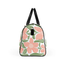 Load image into Gallery viewer, Floral Leather Travel Bag — Pink Peony Weekender Duffel