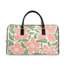Load image into Gallery viewer, Floral Leather Travel Bag — Pink Peony Weekender Duffel