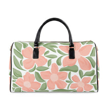 Load image into Gallery viewer, Floral Leather Travel Bag — Pink Peony Weekender Duffel