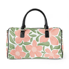 Load image into Gallery viewer, Floral Leather Travel Bag — Pink Peony Weekender Duffel