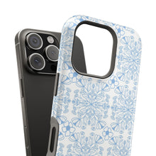 Load image into Gallery viewer, Phone Case - Blue Floral Print Tough Case with MagSafe