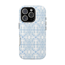 Load image into Gallery viewer, Phone Case - Blue Floral Print Tough Case with MagSafe

