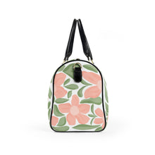 Load image into Gallery viewer, Floral Leather Travel Bag — Pink Peony Weekender Duffel
