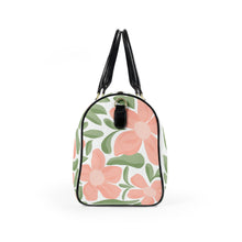Load image into Gallery viewer, Floral Leather Travel Bag — Pink Peony Weekender Duffel
