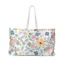 Load image into Gallery viewer, Floral Pastel Weekender Bag — Large Spring Flower Travel Tote
