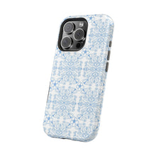 Load image into Gallery viewer, Phone Case - Blue Floral Print Tough Case with MagSafe
