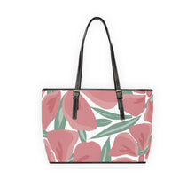 Load image into Gallery viewer, Floral Pink Tote Bag – Large PU Leather Shoulder Tote with Rose Petal Print
