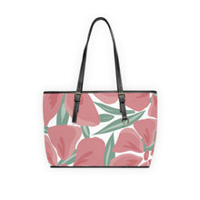Load image into Gallery viewer, Floral Pink Tote Bag – Large PU Leather Shoulder Tote with Rose Petal Print

