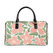 Load image into Gallery viewer, Floral Leather Travel Bag — Pink Peony Weekender Duffel
