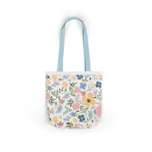 Load image into Gallery viewer, Floral Canvas Tote Bag — Pastel Wildflower Market Bag with Color Strap Options
