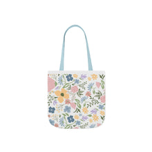 Load image into Gallery viewer, Floral Canvas Tote Bag — Pastel Wildflower Market Bag with Color Strap Options
