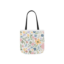 Load image into Gallery viewer, Floral Canvas Tote Bag — Pastel Wildflower Market Bag with Color Strap Options
