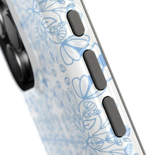 Load image into Gallery viewer, Phone Case - Blue Floral Print Tough Case with MagSafe
