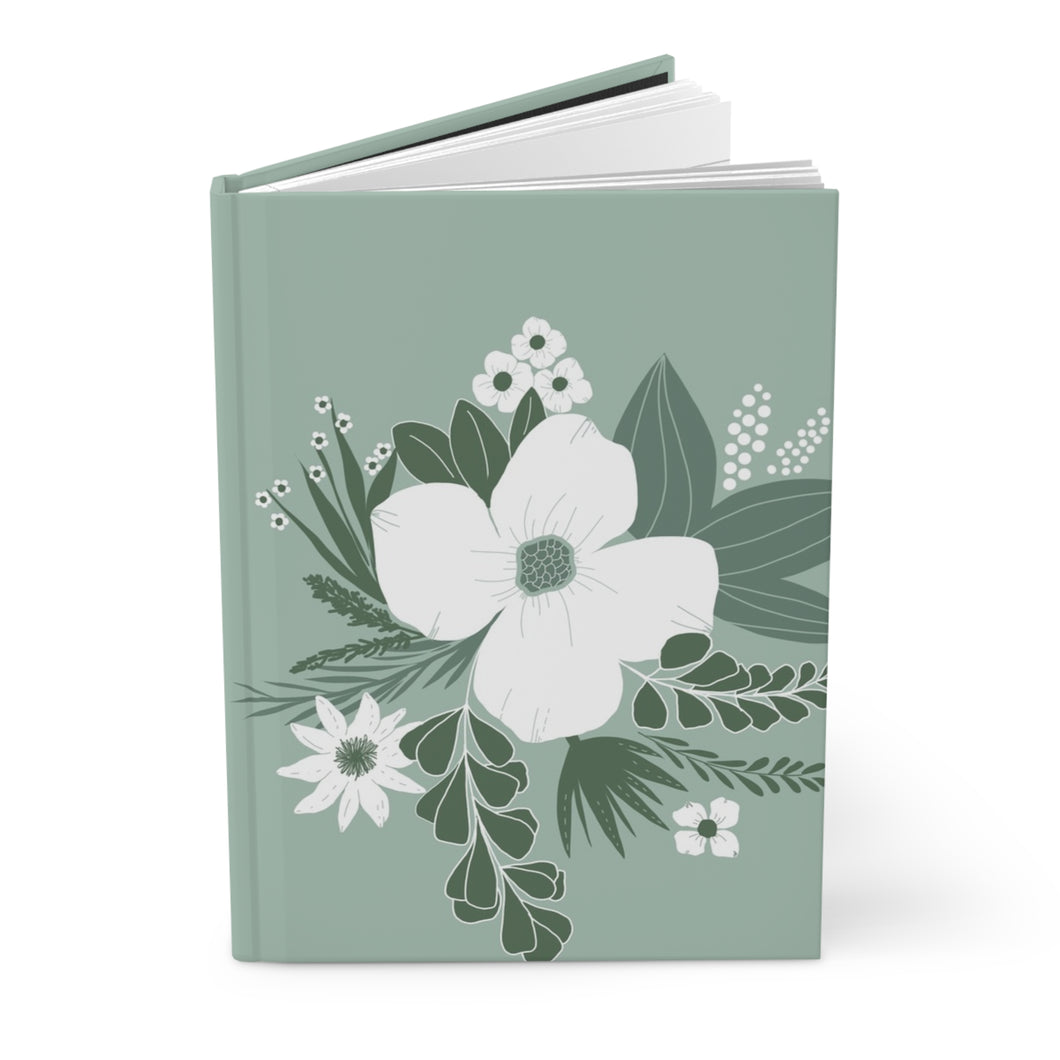 Green and White Floral Journal