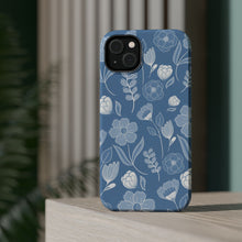 Load image into Gallery viewer, Phone Case - Blue Floral Durable and Cute Magnetic Tough Case
