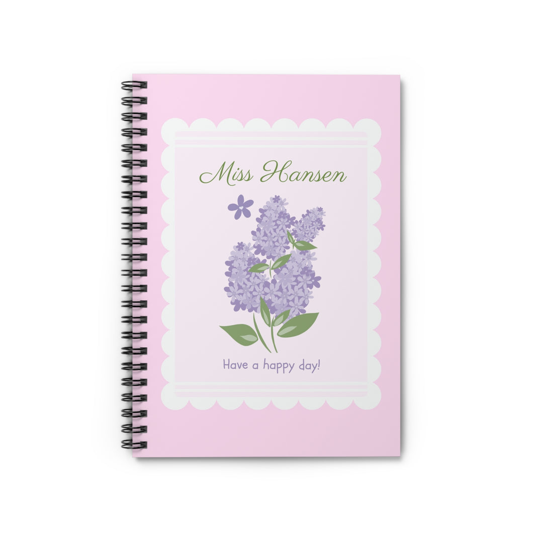 Floral Teacher Notebook - Personalized Spiral Journal for Class Notes, Gift for Teachers, Back to School, Study Guide, Elegant Stationery