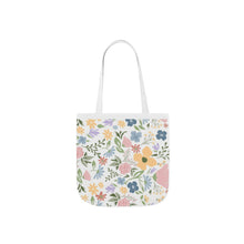 Load image into Gallery viewer, Floral Canvas Tote Bag — Pastel Wildflower Market Bag with Color Strap Options
