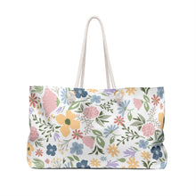 Load image into Gallery viewer, Floral Pastel Weekender Bag — Large Spring Flower Travel Tote
