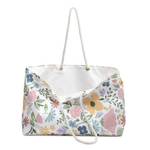 Load image into Gallery viewer, Floral Pastel Weekender Bag — Large Spring Flower Travel Tote
