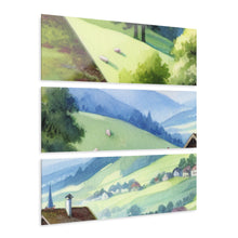 Load image into Gallery viewer, Acrylic Prints - 3 Panel Mountain View Painting of Switzerland.
