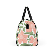Load image into Gallery viewer, Floral Leather Travel Bag — Pink Peony Weekender Duffel
