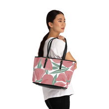 Load image into Gallery viewer, Floral Pink Tote Bag – Large PU Leather Shoulder Tote with Rose Petal Print
